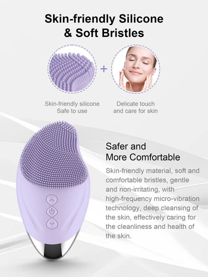 Electric Silicone Cleansing Brush USB Sonic Cleanser Waterproof High-Frequency Vibration Massager Skincare Device