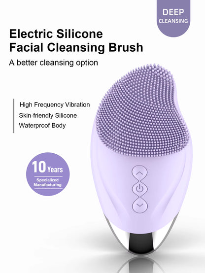 Electric Silicone Cleansing Brush USB Sonic Cleanser Waterproof High-Frequency Vibration Massager Skincare Device